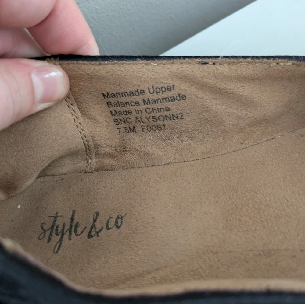 Style & Co Black Faux Suede Loafers Flats Size 7.5 - Picture 2 of 2